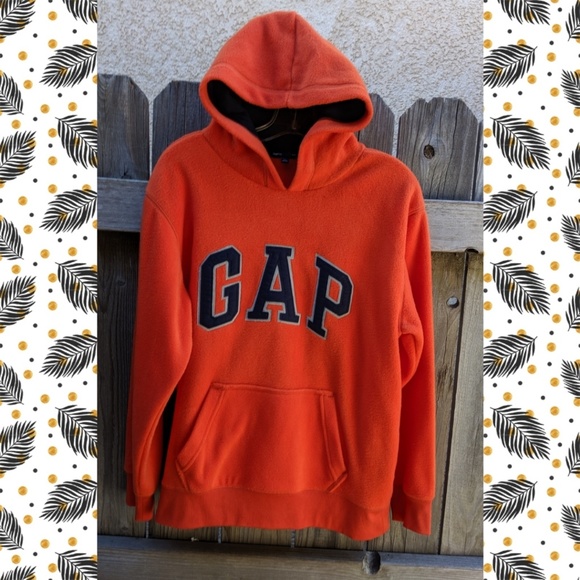GAPKIDS ORANGE FLEECE PULL OVER HOODIE - Picture 2 of 4